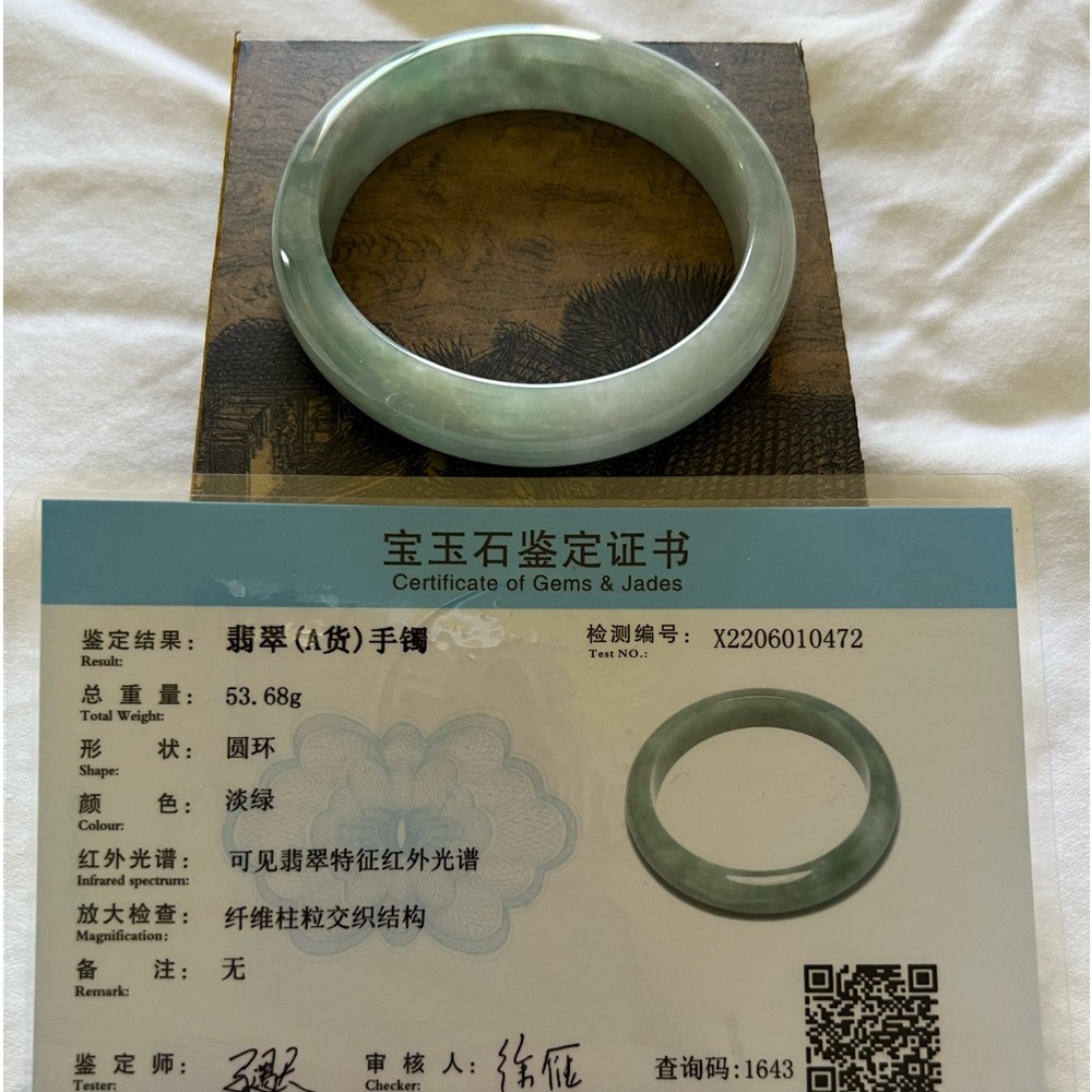 Certified 58mm Jadeite Natural green jade bangle Authentic Burmese type A